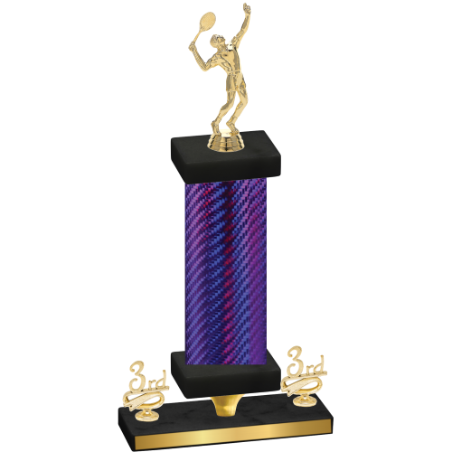 Premium Single Purple Carbon Fiber Third Place Tennis Trophy