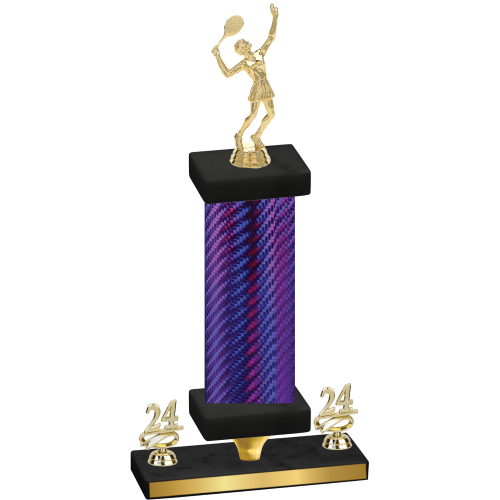 Premium Single Purple Carbon Fiber Year Tennis Trophy