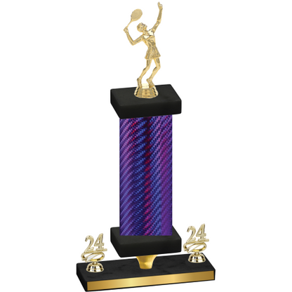 Premium Single Purple Carbon Fiber Year Tennis Trophy