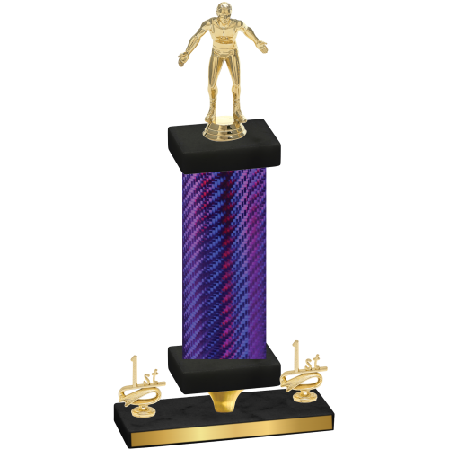 Premium Single Purple Carbon Fiber First Place Wrestling Trophy