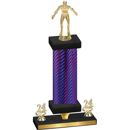 Premium Single Purple Carbon Fiber Year Wrestling Trophy