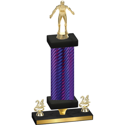 Premium Single Purple Carbon Fiber Year Wrestling Trophy