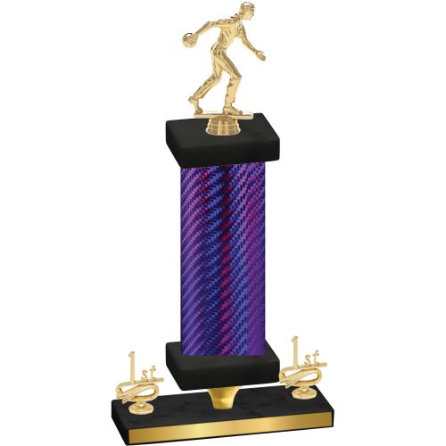 Premium Single Purple Carbon Fiber First Place Bowling Trophy