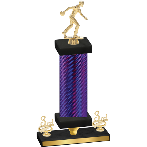 Premium Single Purple Carbon Fiber Third Place Bowling Trophy