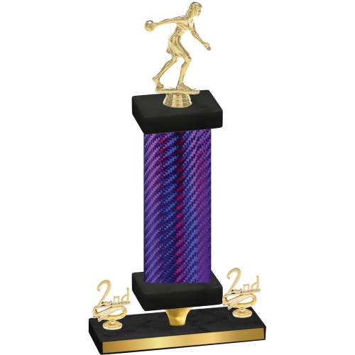 Premium Single Purple Carbon Fiber Second Place Bowling Trophy