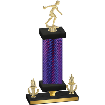 Premium Single Purple Carbon Fiber Victory Bowling Trophy