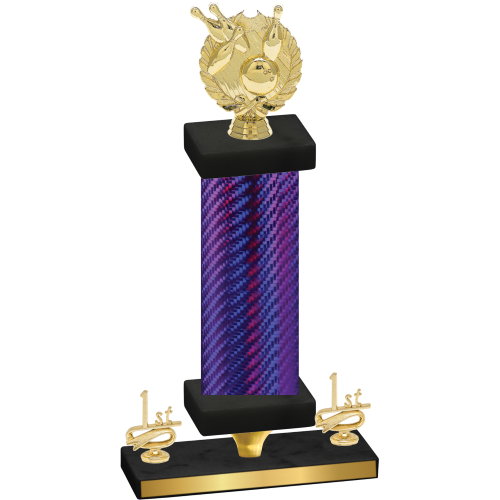 Premium Single Purple Carbon Fiber First Place Bowling Trophy