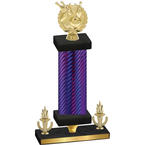 Premium Single Purple Carbon Fiber Victory Bowling Trophy