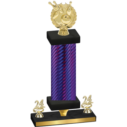 Premium Single Purple Carbon Fiber Year Bowling Trophy