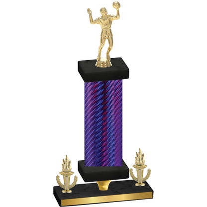 Premium Single Purple Carbon Fiber Victory Volleyball Trophy