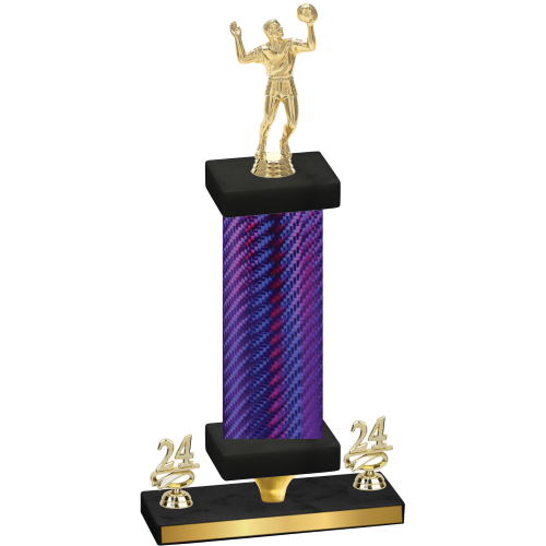 Premium Single Purple Carbon Fiber Year Volleyball Trophy