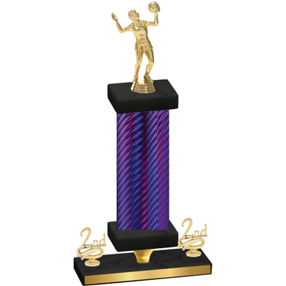 Premium Single Purple Carbon Fiber Second Place Volleyball Trophy