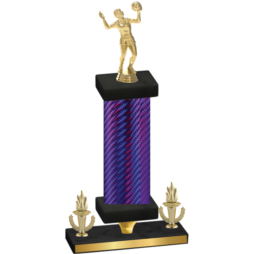 Premium Single Purple Carbon Fiber Victory Volleyball Trophy