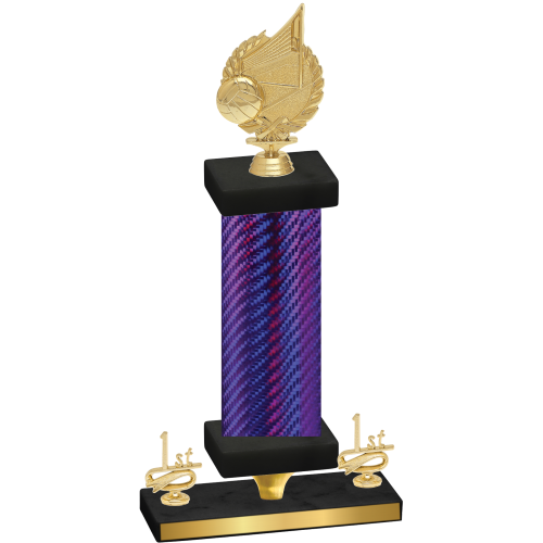 Premium Single Purple Carbon Fiber First Place Volleyball Trophy