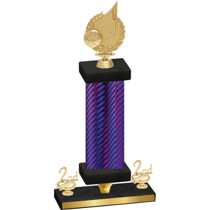 Premium Single Purple Carbon Fiber Second Place Volleyball Trophy