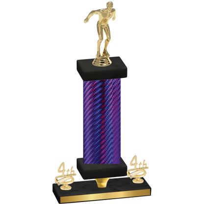 Premium Single Purple Carbon Fiber Fourth Place Swimming Trophy