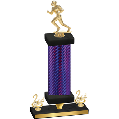 Premium Single Purple Carbon Fiber Second Place Football Trophy