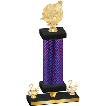 Premium Single Purple Carbon Fiber Second Place Swimming Trophy