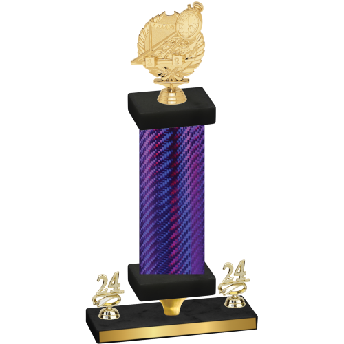 Premium Single Purple Carbon Fiber Year Swimming Trophy