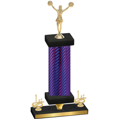 Premium Single Purple Carbon Fiber First Place Cheerleading Trophy