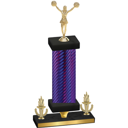 Premium Single Purple Carbon Fiber Victory Cheerleading Trophy