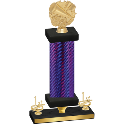 Premium Single Purple Carbon Fiber First Place Cheerleading Trophy