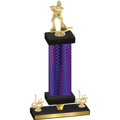 Premium Single Purple Carbon Fiber First Place Hockey Trophy