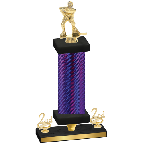 Premium Single Purple Carbon Fiber Second Place Hockey Trophy