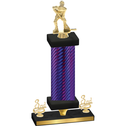 Premium Single Purple Carbon Fiber Third Place Hockey Trophy