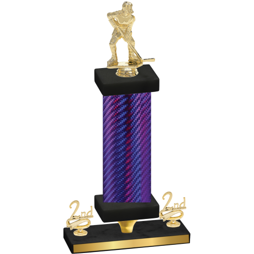 Premium Single Purple Carbon Fiber Second Place Hockey Trophy