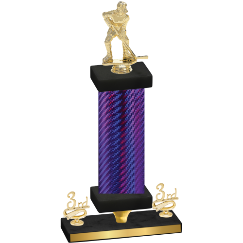 Premium Single Purple Carbon Fiber Third Place Hockey Trophy