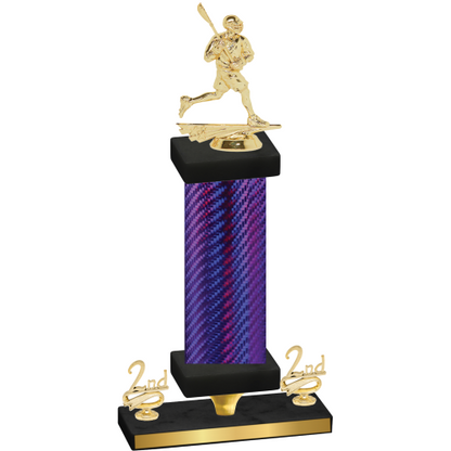 Premium Single Purple Carbon Fiber Second Place Lacrosse Trophy