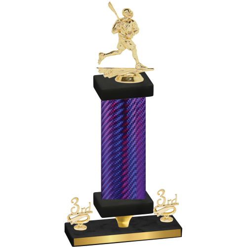 Premium Single Purple Carbon Fiber Third Place Lacrosse Trophy