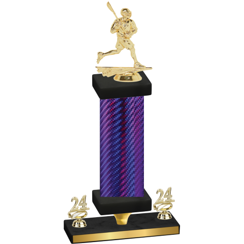 Premium Single Purple Carbon Fiber Year Lacrosse Trophy