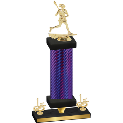 Premium Single Purple Carbon Fiber First Place Lacrosse Trophy