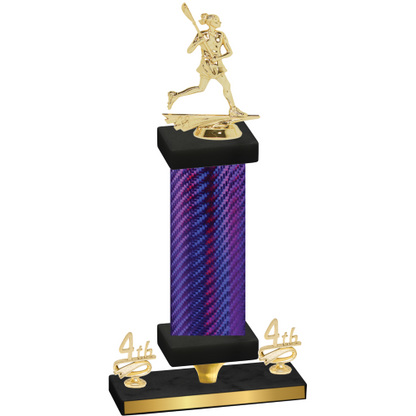 Premium Single Purple Carbon Fiber Fourth Place Lacrosse Trophy