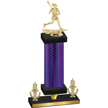 Premium Single Purple Carbon Fiber Victory Lacrosse Trophy