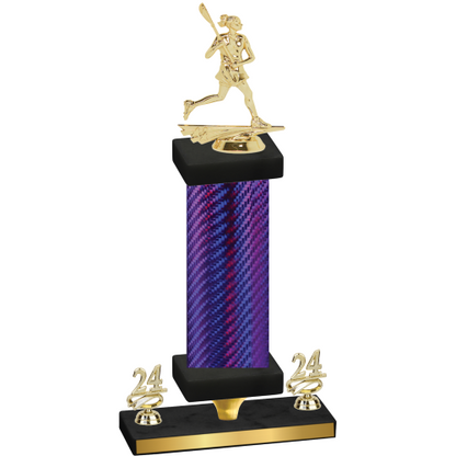 Premium Single Purple Carbon Fiber Year Lacrosse Trophy