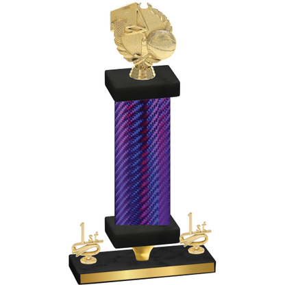 Premium Single Purple Carbon Fiber First Place Basketball Trophy