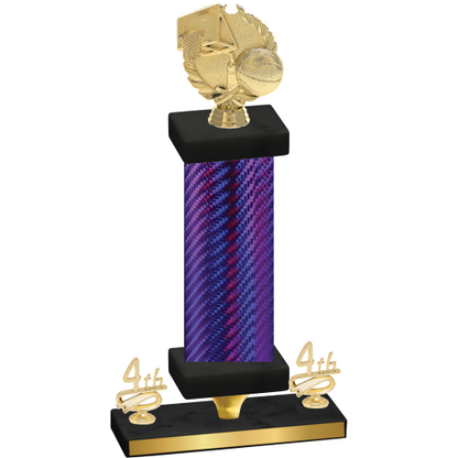 Premium Single Purple Carbon Fiber Fourth Place Basketball Trophy