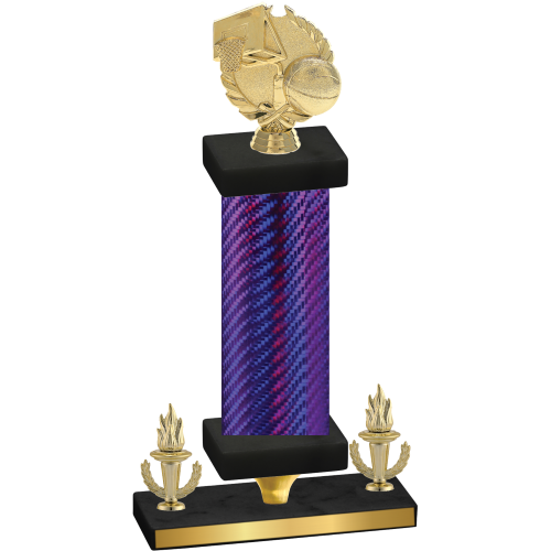 Premium Single Purple Carbon Fiber Victory Basketball Trophy