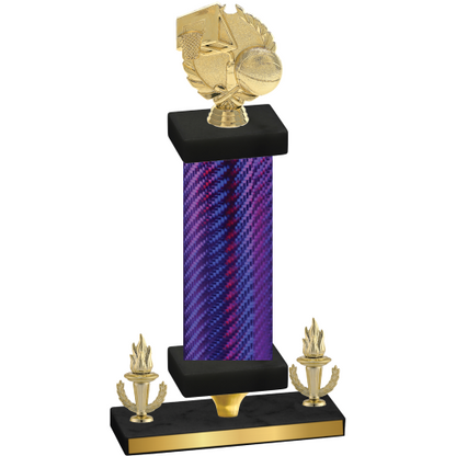 Premium Single Purple Carbon Fiber Victory Basketball Trophy