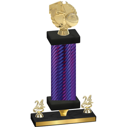 Premium Single Purple Carbon Fiber Year Basketball Trophy