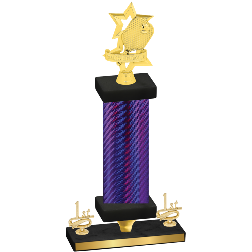 Premium Single Purple Carbon Fiber First Place Pickleball Trophy