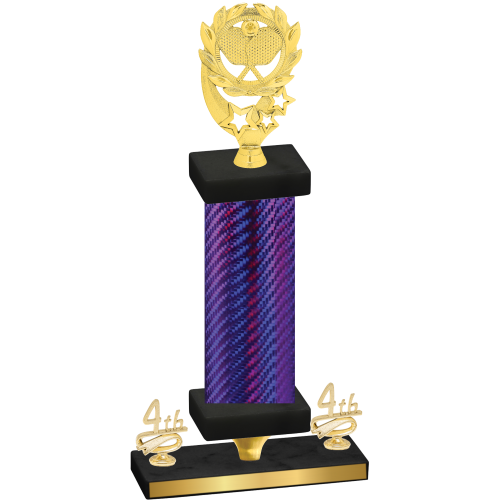 Premium Single Purple Carbon Fiber Fourth Place Pickleball Trophy