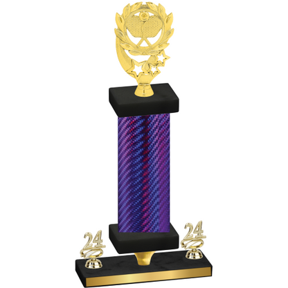 Premium Single Purple Carbon Fiber Year Pickleball Trophy