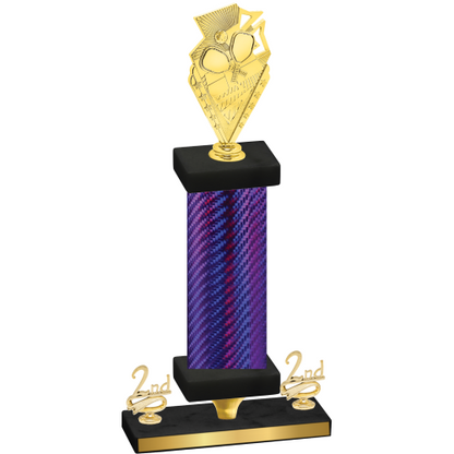 Premium Single Purple Carbon Fiber Second Place Pickleball Trophy