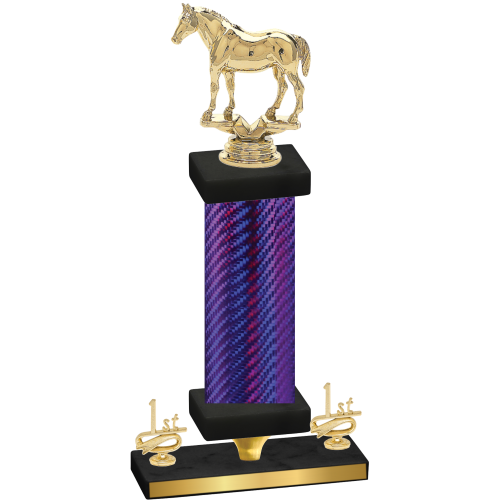 Premium Single Purple Carbon Fiber First Place Horses Trophy