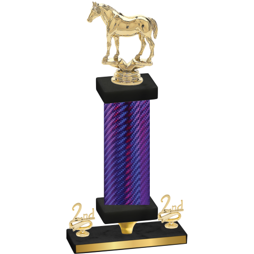 Premium Single Purple Carbon Fiber Second Place Horses Trophy