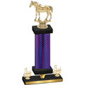 Premium Single Purple Carbon Fiber Third Place Horses Trophy